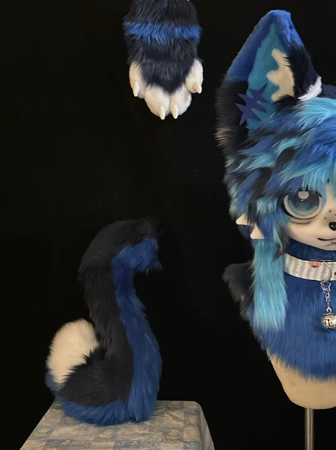 Vibrant Blue Wolf Partial Kig Fursuit (Head + Paws + Tail) – DokiDoki ...