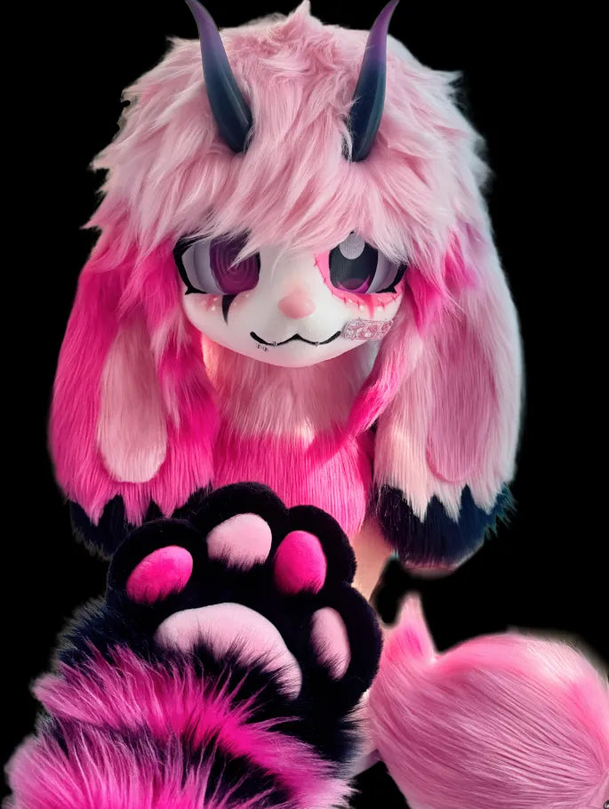 Pink & Black Demon Bunny Kig Set (Head + Paws + Tail) – DokiDoki ...