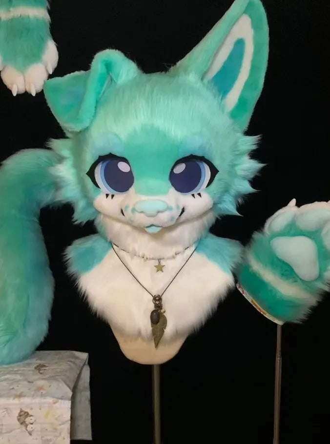 Cute Turquoise Fox Toony Set (Head + Paws + Tail) – DokiDoki FurryStudio