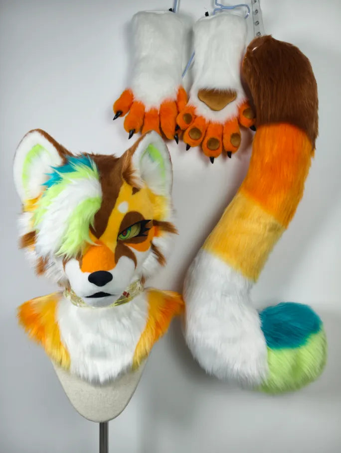 Sunset Rainbow Gradient Fox Partial Toony Fursuit – Fox Fursuit Head ...