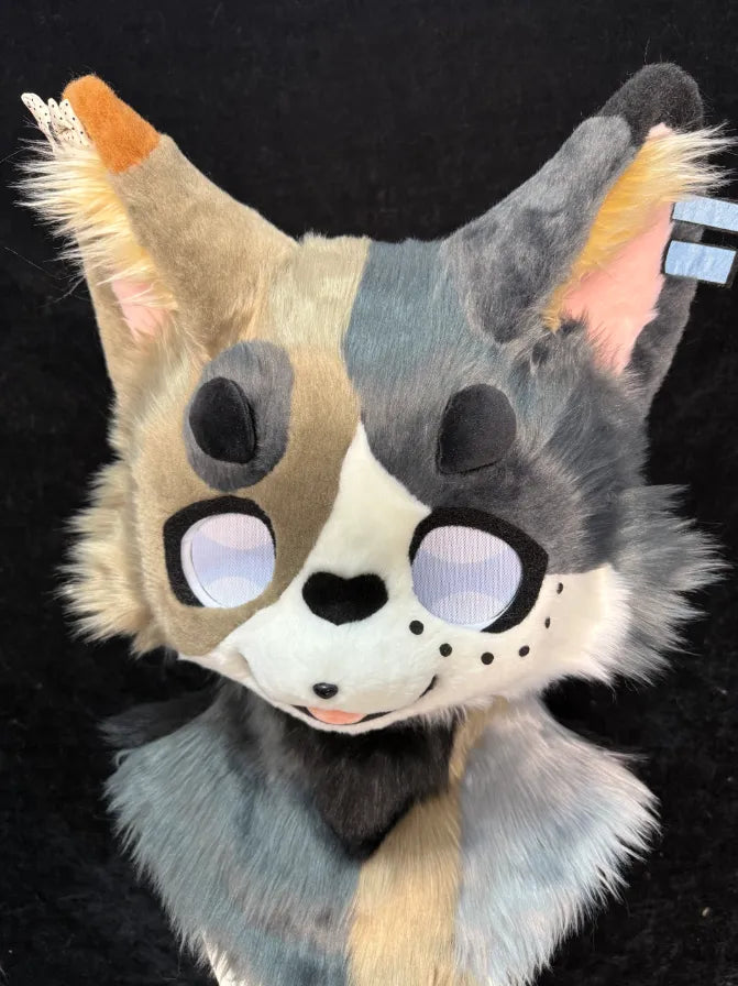 Dual-Tone Split Face Calico Cat Mini Partial Kemono Fursuit – Calico ...