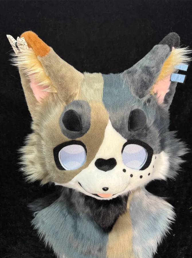 Dual-Tone Split Face Calico Cat Mini Partial Kemono Fursuit – Calico ...