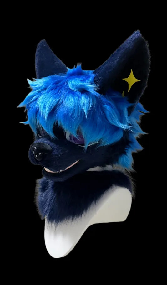 Starry Gradient Bright Blue Wolf Mini Partial Toony Fursuit – Wolf ...