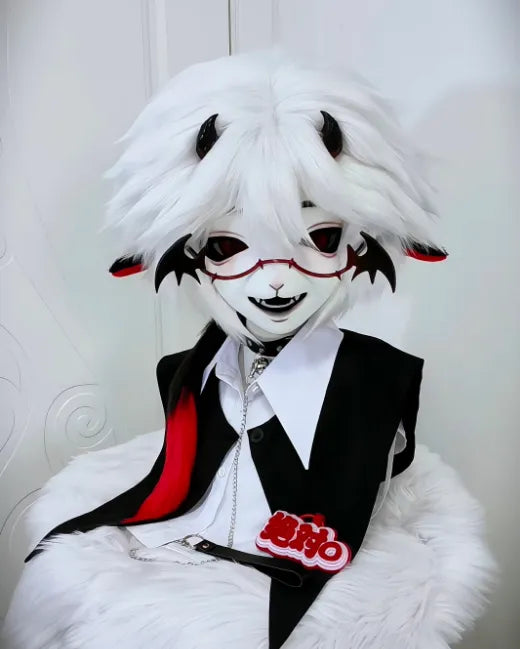 Gothic Devil Horn Bat Sheep Mini Partial Kigurumi Fursuit – Furry Head ...
