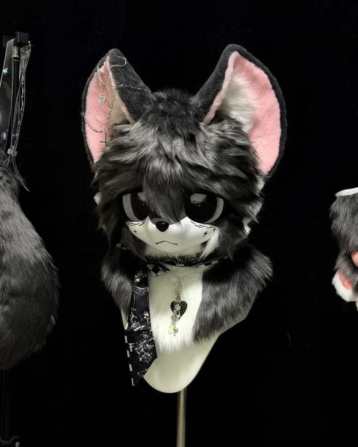 Grayscale Alt Fennec Fox Partial Kigurumi Fursuit – Fennec Fox Fursuit ...