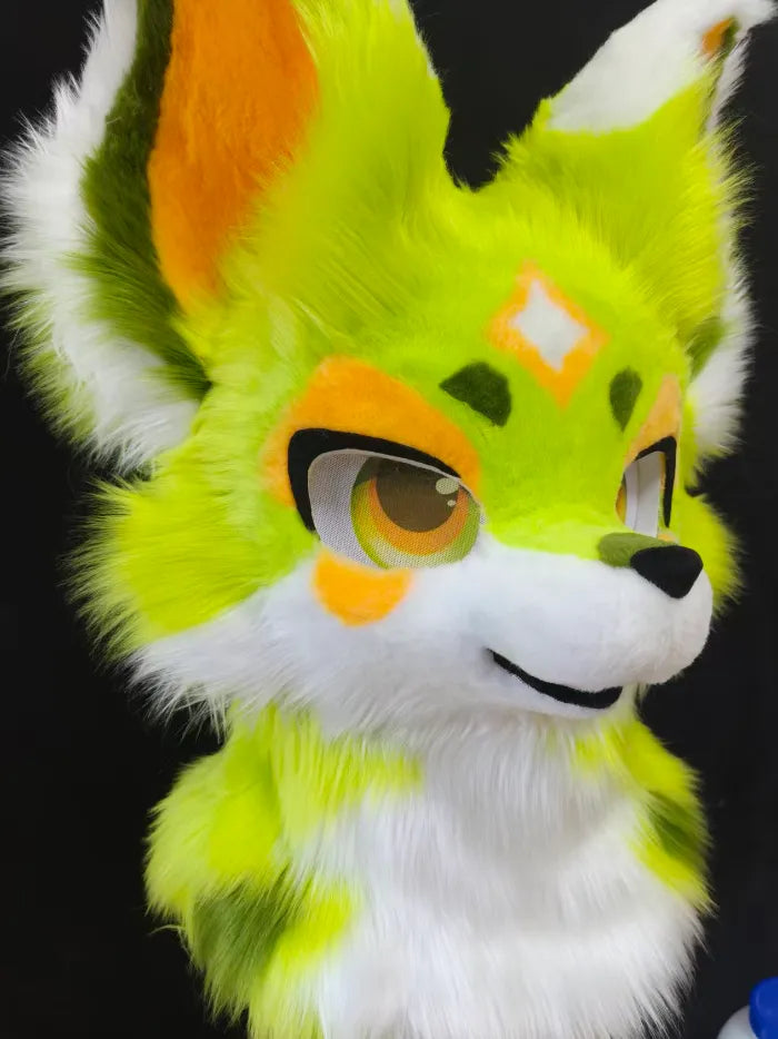 Lime Green Diamond Mark Fox Mini Partial Toony Fursuit – Fox