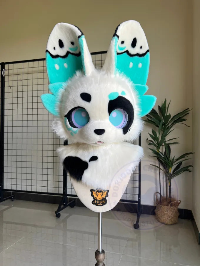 Black White Teal Ghost Dog Full Kemono Fursuit – Dog Fursuit Head, Paws ...