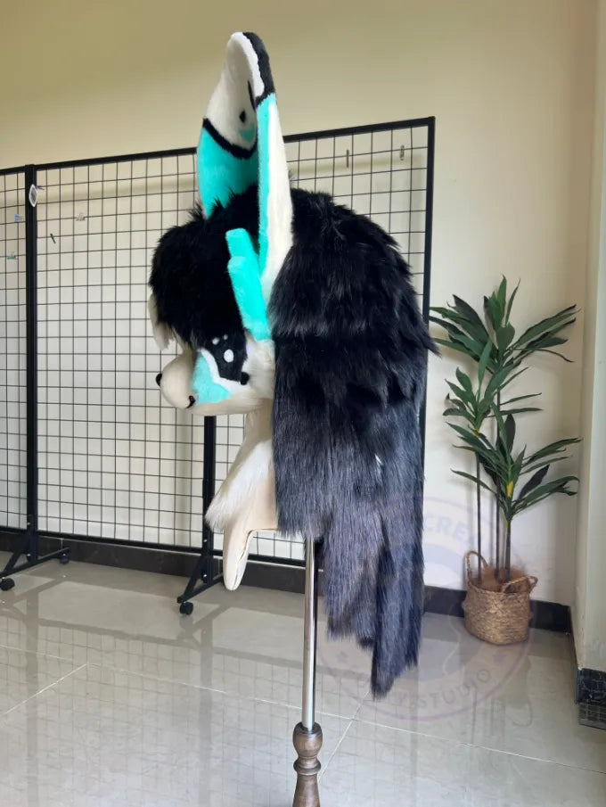 Black White Teal Ghost Dog Full Kemono Fursuit – Dog Fursuit Head, Paws ...