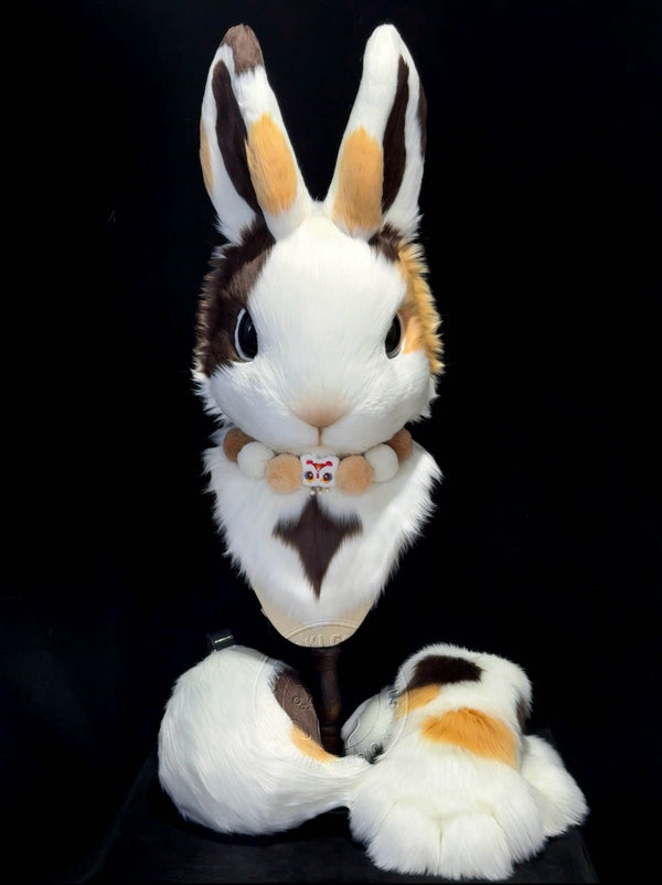 Partial Caramel Three Browns Realistic Bunny Fursuit (tail included)